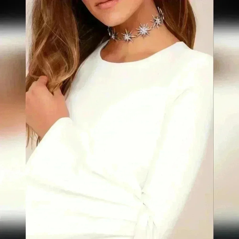 Lulus Double Flair White Long Sleeve Bodycon Dress NWT New Size Medium - Picture 4 of 14